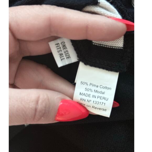 PLANET by Lauren G black white mod oversized turtleneck pullover top blouse - Picture 8 of 8